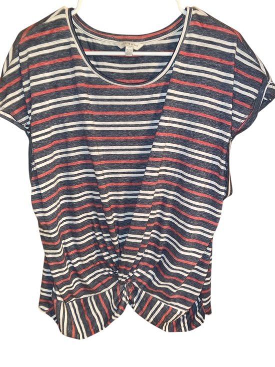 Lucky Brand Tops - Lucky Brand striped twist-front top with capped sleeves. Size XL